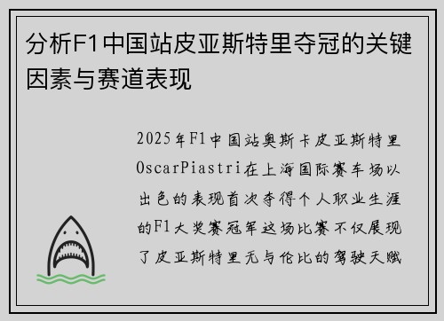 分析F1中国站皮亚斯特里夺冠的关键因素与赛道表现