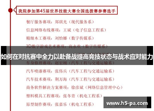 如何在对抗赛中全力以赴备战提高竞技状态与战术应对能力